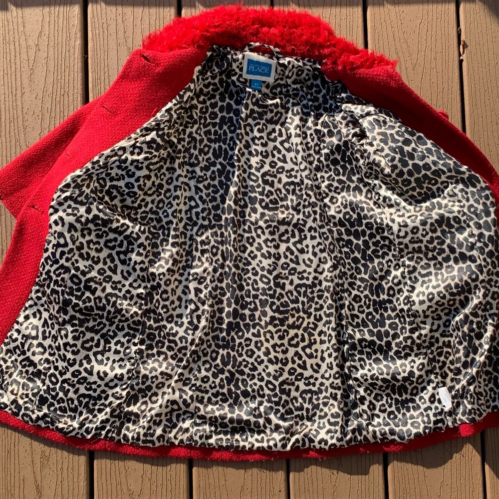 CHILDRENS PLACE GIRLS RED WOOL COAT SIZE 4T - Picture 4 of 6